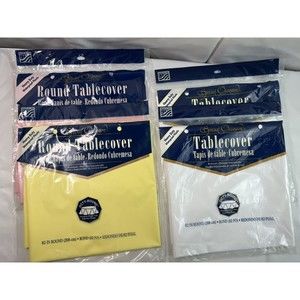 4 of Special Occasion Heavy Duty Waterproof‎ Plastic Table Cloth 82" Round Cover